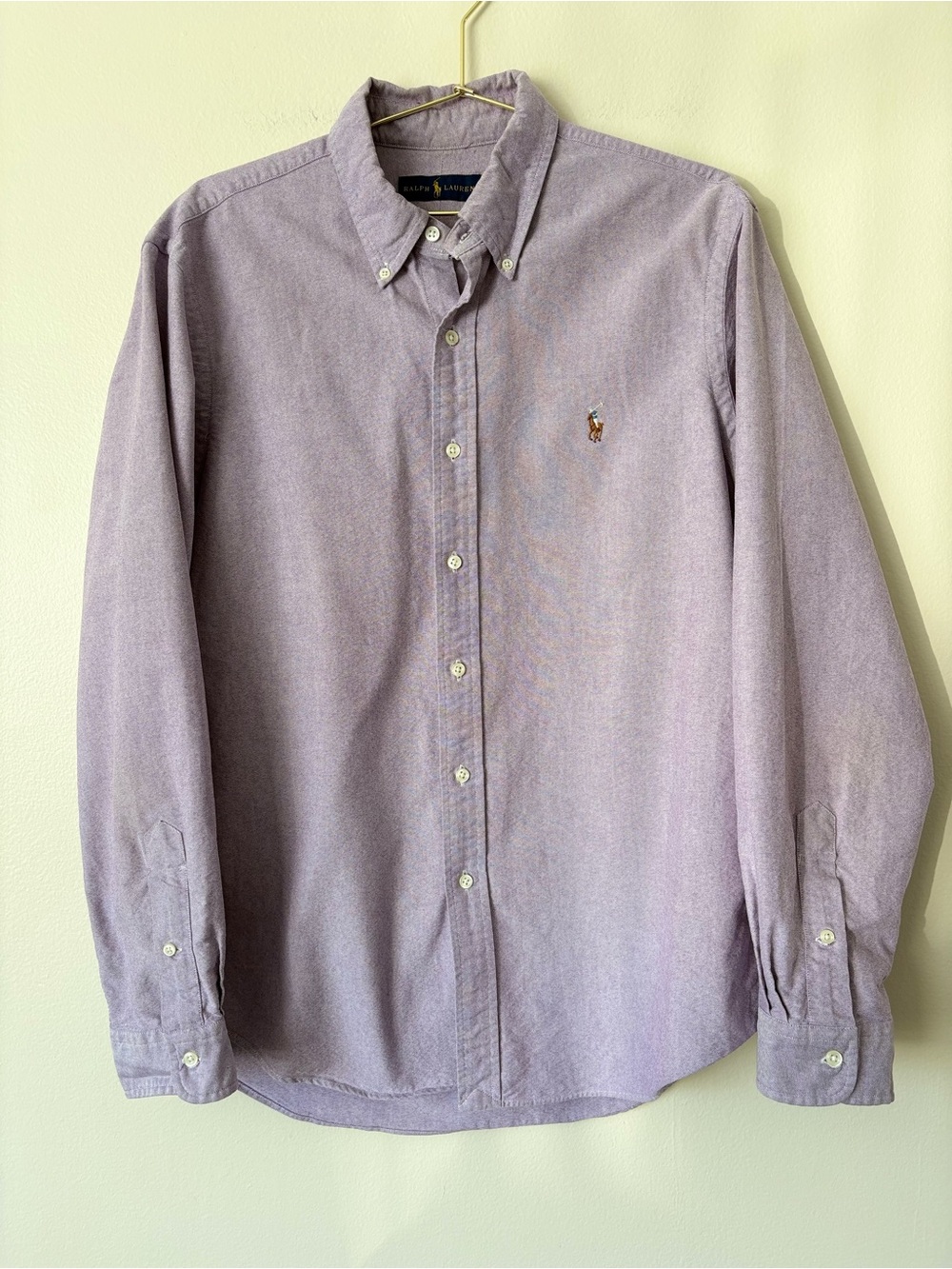 Ralph Lauren Purple Oxford Button Down Shirt Pony Logo 100% Cotton L